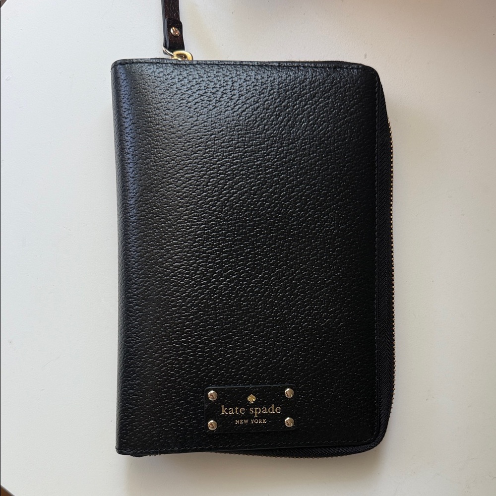 Kate Spade Black Leather Wallets with Textured Finish